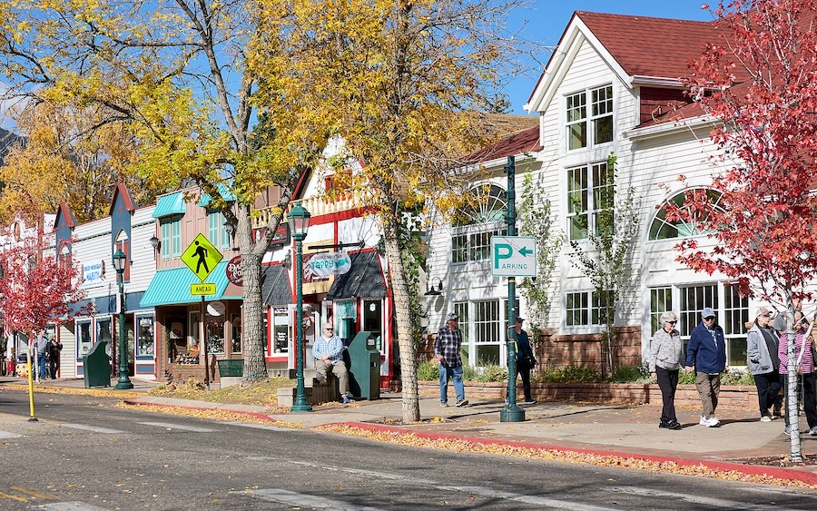 Beverly Hills luxury streetscape with palm trees and shops