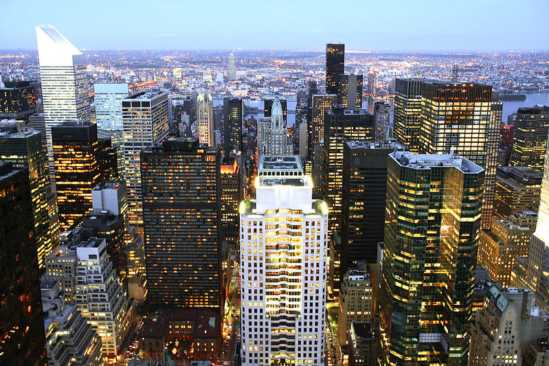 Skyline of Midtown Manhattan with iconic skyscrapers